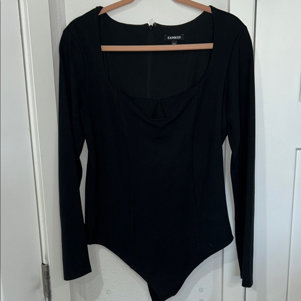Express Elegant Black Scoop Neck Bodysuit